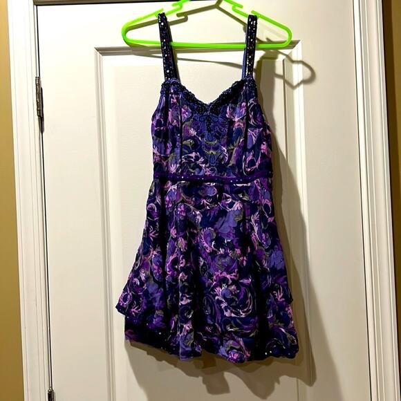 Free People Purple Floral Beaded Sequin Size 8 - Picture 1 of 8